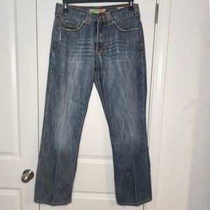 Caffeine Mens 32x32 Bootcut Jeans Medium Wash Studded Y2K Contrast Stitch Denim